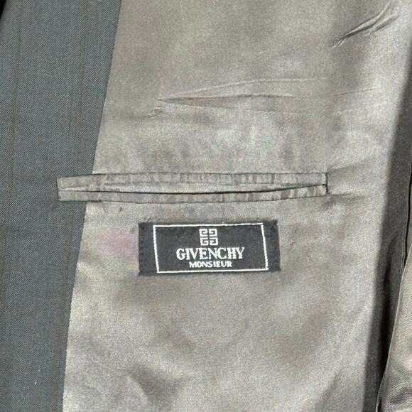 Givenchy Monsieur Double Breasted‎ Blazer Men's XL Gray Striped Jacket Coat Wool - Picture 9 of 16